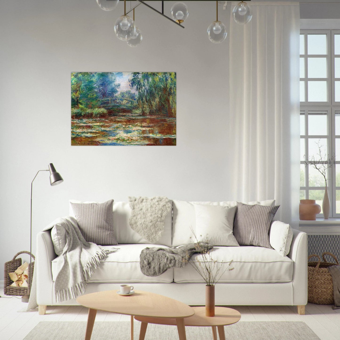 Water Lily Pond and Bridge - claude monet Brushed Aluminum Print - 70x100 cm / 28x40 inches | claude monet Aluminum Print | claude monet Prints