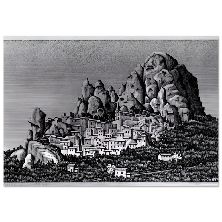 PENTEDATTIO CALABRIA OCTOBER 1930 1930 - MC Escher Brushed Aluminum Print - 70x100 cm / 28x40 inches | MC Escher Aluminum Print | MC Escher Prints | Maurits Cornelis Escher Prints