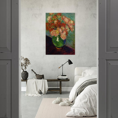 Vase of Chrysanthemums - claude monet Brushed Aluminum Print - 70x100 cm / 28x40 inches | claude monet Aluminum Print | claude monet Prints
