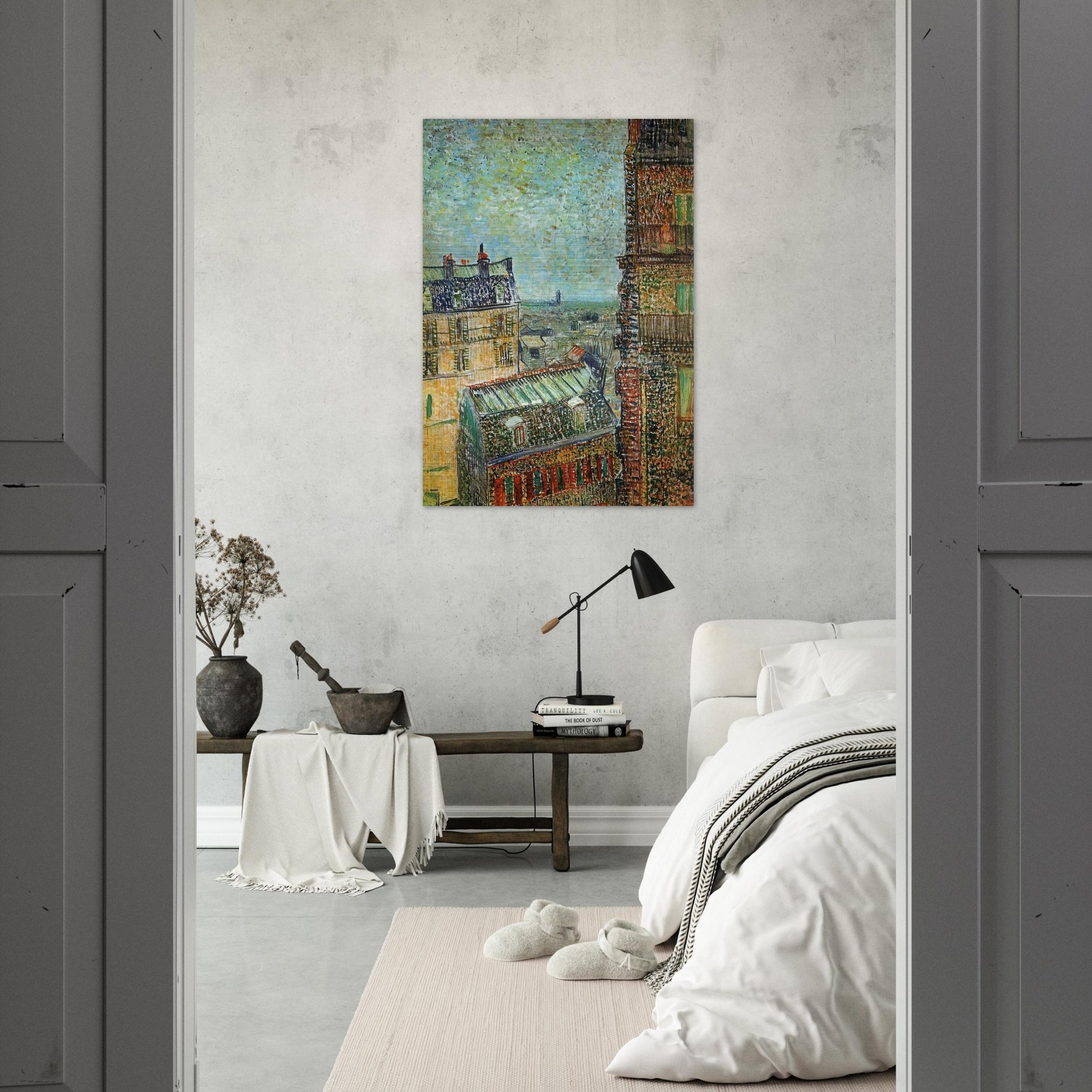 View of Paris from Vincent's Room in the Rue Lepic - Vincent van Gogh Brushed Aluminum Print - 70x100 cm / 28x40 inches | Vincent van Gogh Aluminum Print | Vincent van Gogh Prints