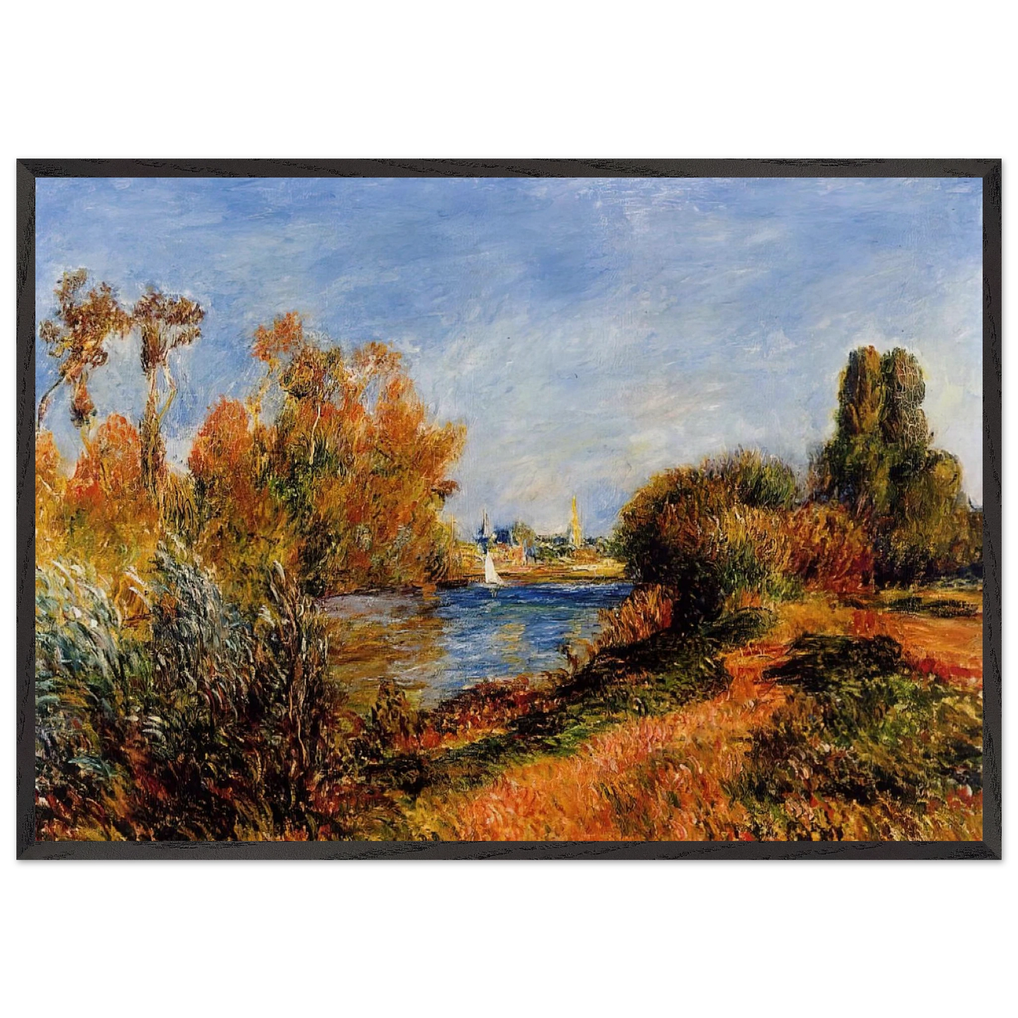 The Seine at Argenteuil - Pierre-Auguste Renoir 70x100 cm / 28x40 inches Framed Art Print – Black Wooden Frame