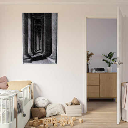 NOCTURNAL ROME COLONADE OF ST PETER S - MC Escher Brushed Aluminum Print - 70x100 cm / 28x40 inches | MC Escher Aluminum Print | MC Escher Prints