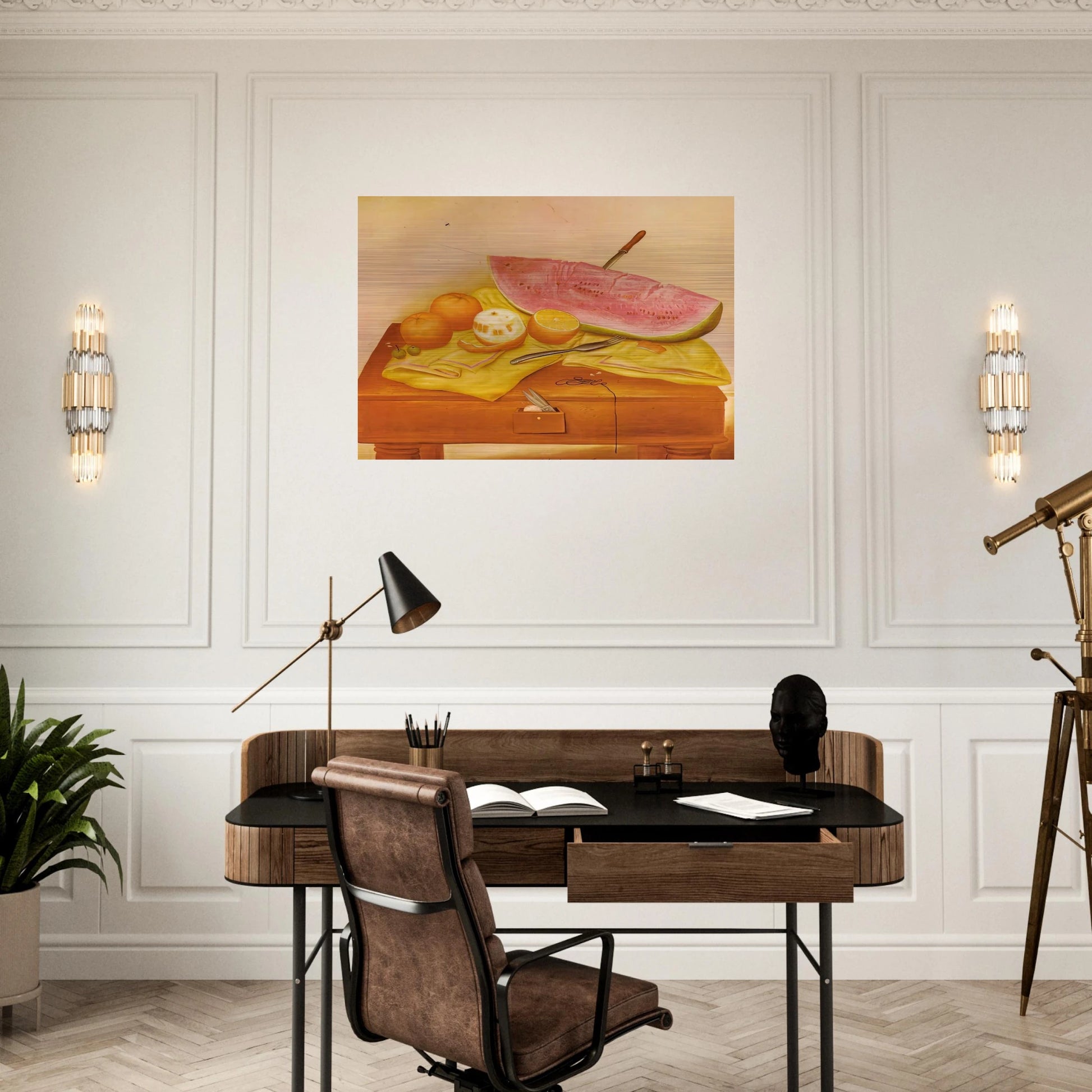 WATERMELONS AND ORANGES - Fernando Botero Brushed Aluminum Print - 70x100 cm / 28x40 inches | Fernando Botero Aluminum Print | Fernando Botero Prints