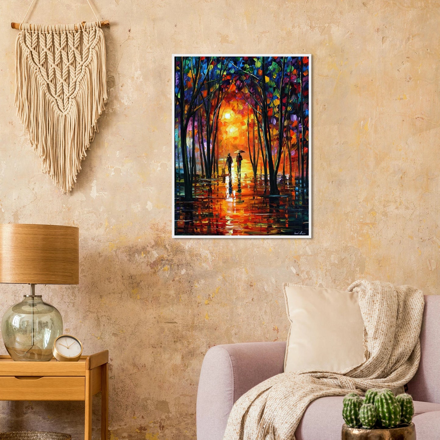 Leonid Afremov Wooden Framed Print - 11x14 inches / 27x35 cm - White frame-canvas