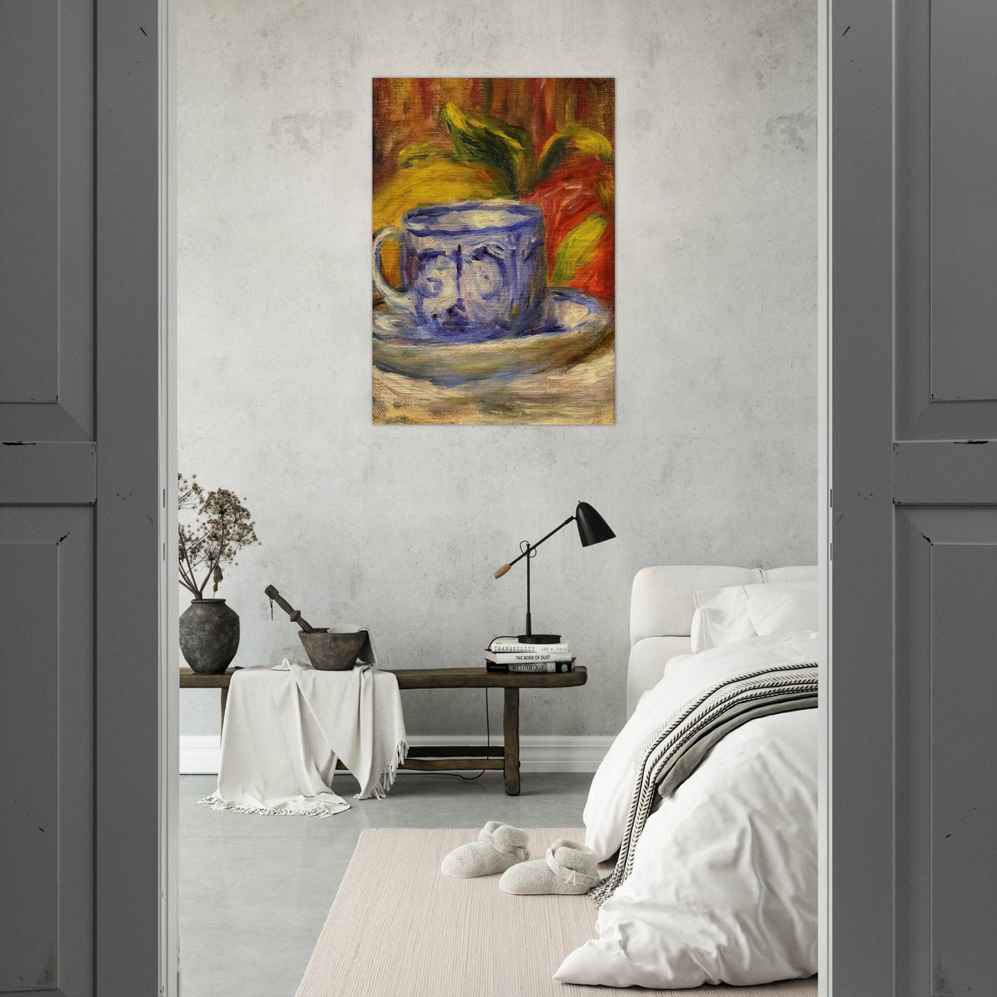 Cup and Fruit - Pierre-Auguste Renoir Brushed Aluminum Print - 70x100 cm / 28x40 inches | Pierre-Auguste Renoir Aluminum Print | Pierre-Auguste Renoir Prints