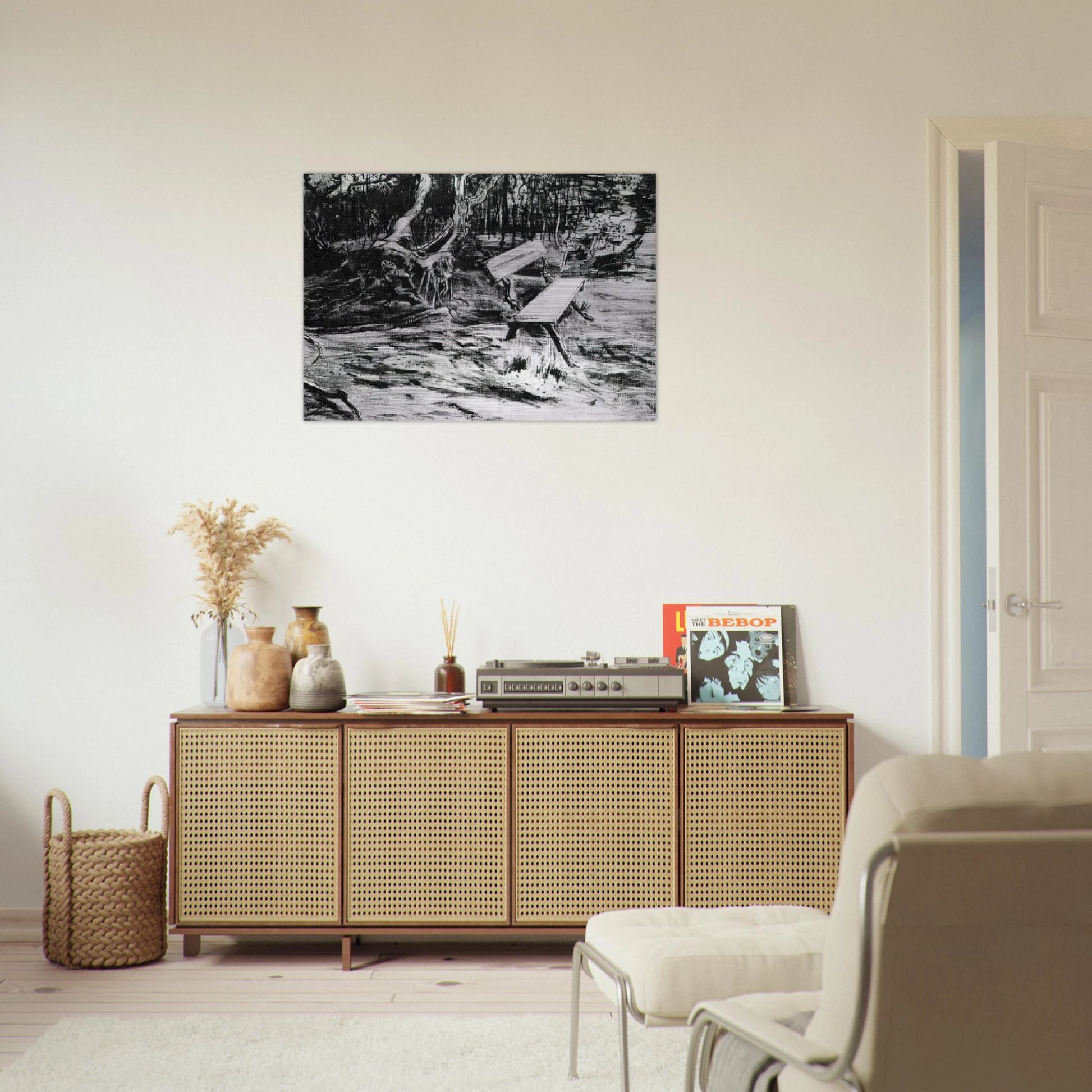 Bench in a Wood - Vincent van Gogh Brushed Aluminum Print - 70x100 cm / 28x40 inches | Vincent van Gogh Aluminum Print | Vincent van Gogh Prints