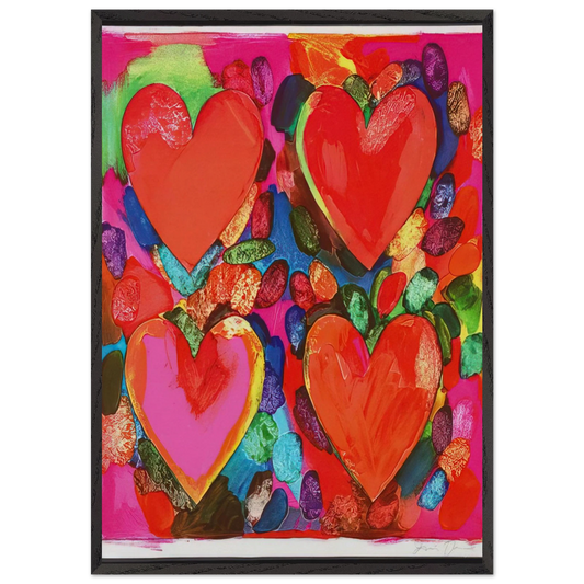 FOUR HEARTS 1969 - Jim Dine 70x100 cm / 28x40 inches Framed Art Print – Black Wooden Frame