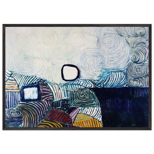 SPIRAL DEVELOPMENT IN GREEN VIOLET BLUE GOLD 1951 - Victor Pasmore 70x100 cm / 28x40 inches Framed Art Print – Black Wooden Frame