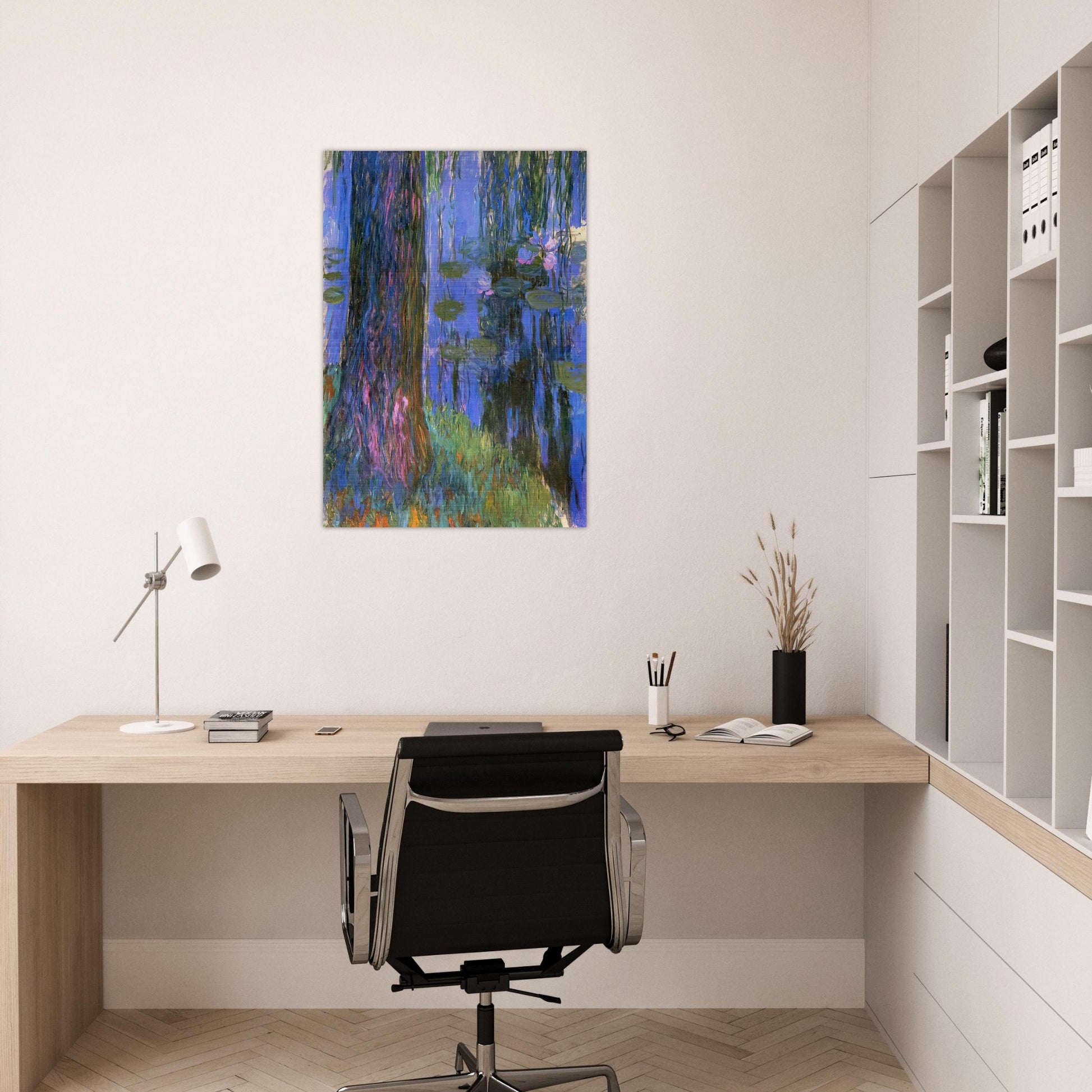 Weeping Willow and Water-Lily Pond - claude monet Brushed Aluminum Print - 70x100 cm / 28x40 inches | claude monet Aluminum Print | claude monet Prints