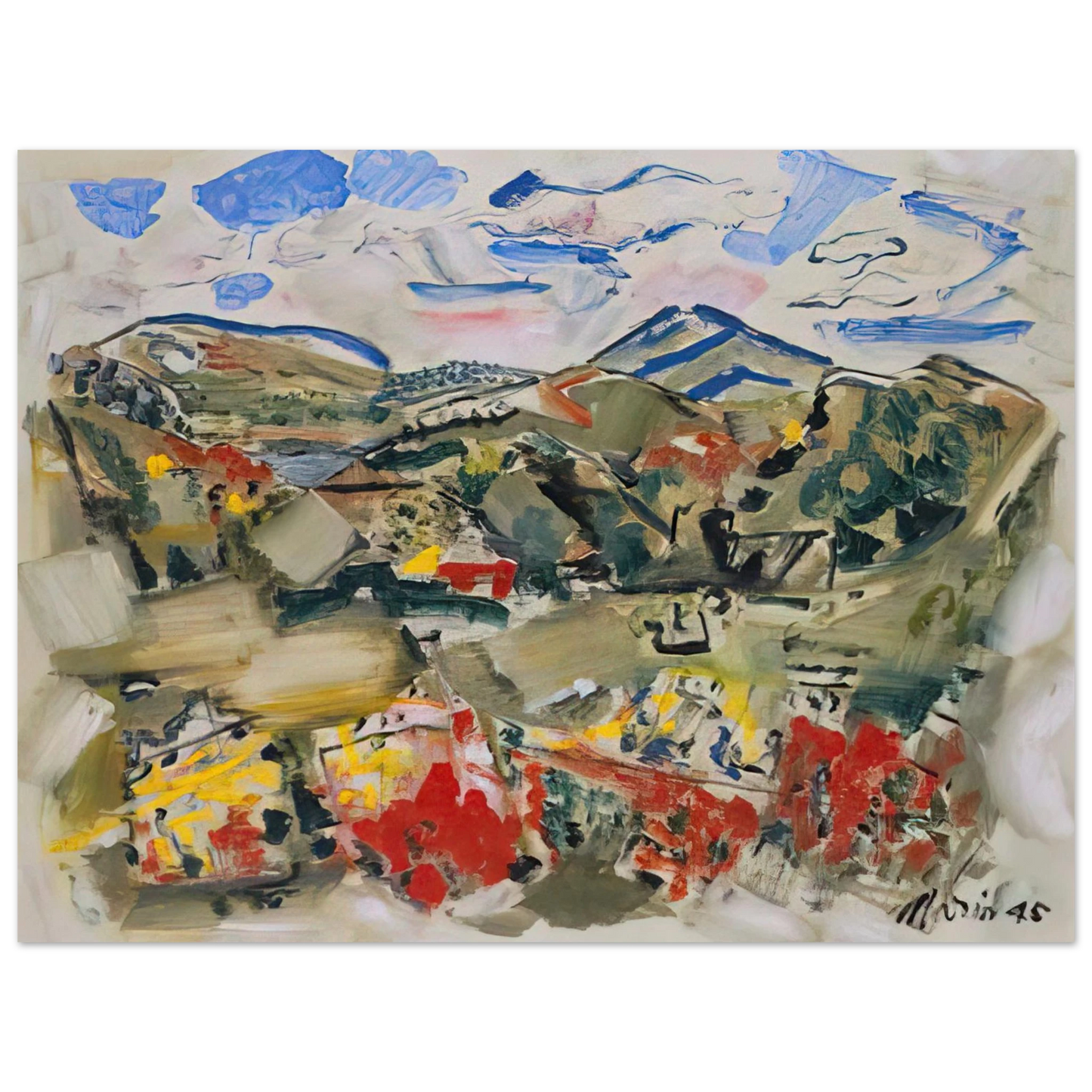 John Marin - Tunk Mountains, Autumn, Maine - 1945  75x100 cm / 30x40inches Fine Art Poster