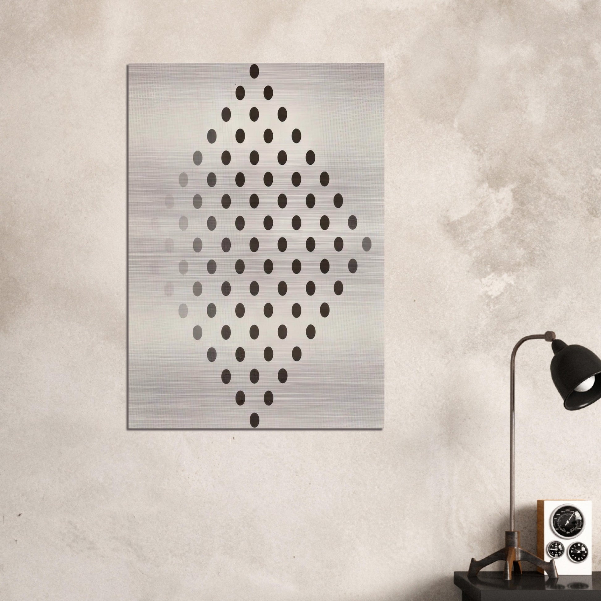 BLACK TO WHITE DISKS 1952 - Bridget Riley Brushed Aluminum Print - 70x100 cm / 28x40 inches | Bridget Riley Aluminum Print | Bridget Riley Prints