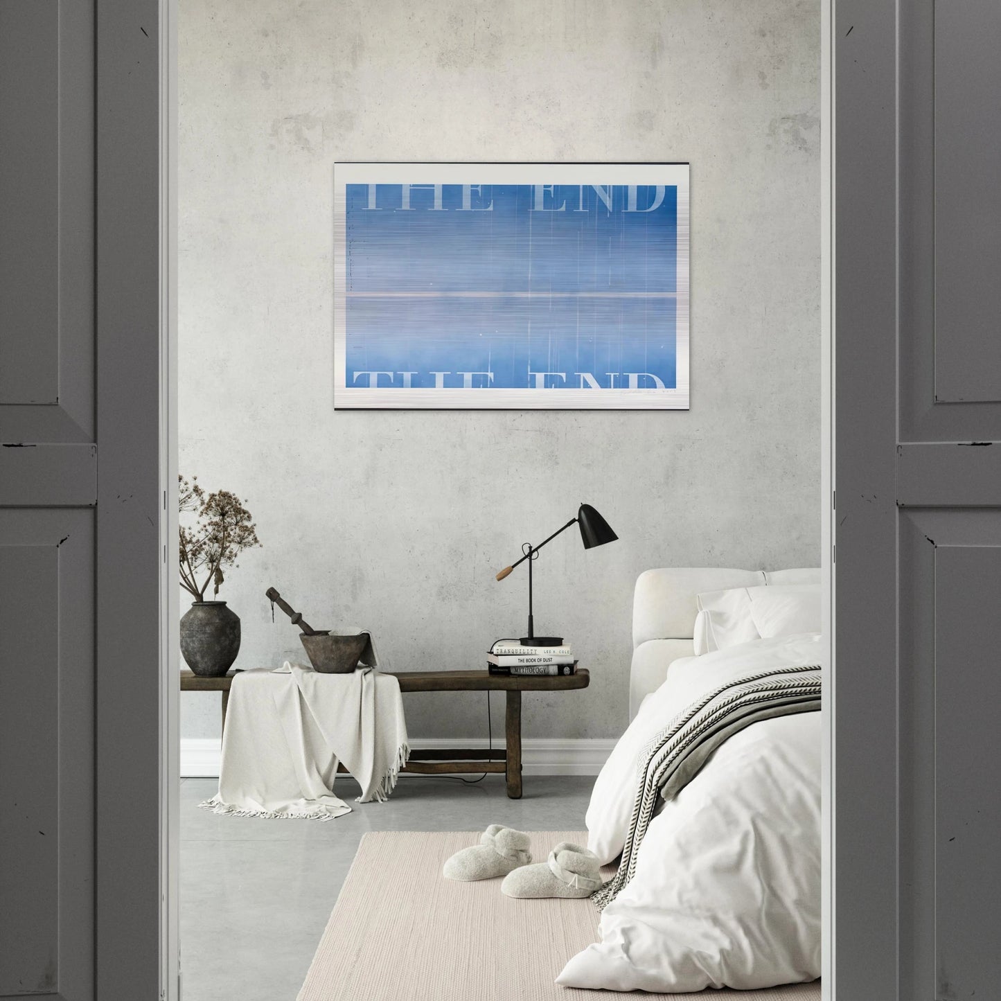 THE END 40 2003 - Edward Ruscha Brushed Aluminum Print - 70x100 cm / 28x40 inches | Edward Ruscha Aluminum Print | Edward Ruscha Prints