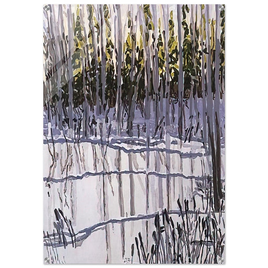 Trees Reflected on Ice - 2002 - Neil Welliver Acrylic Print - 70x100 cm / 28x40″ inches | Neil Welliver Wall Art | Neil Welliver Prints