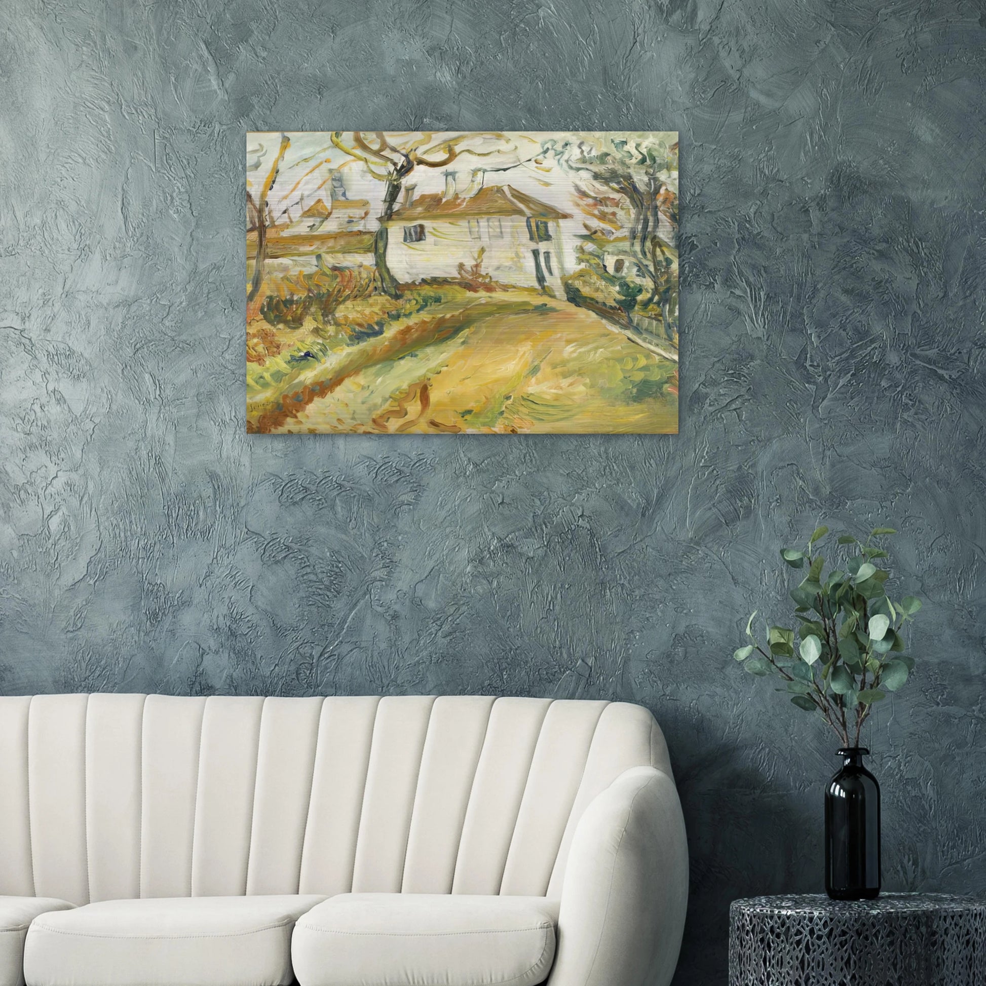 WHITE HOUSE ON A HILL - Chaim Soutine Brushed Aluminum Print - 70x100 cm / 28x40 inches | Chaim Soutine Aluminum Print | Chaim Soutine Prints