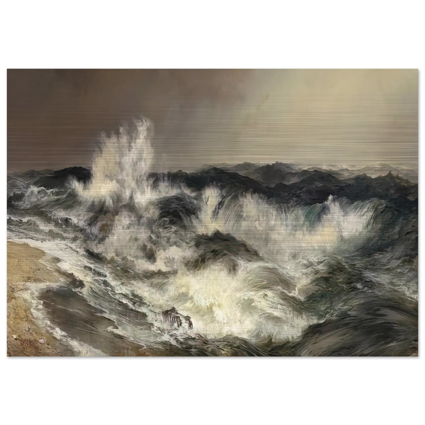 The Much Resounding Sea - Thomas Moran Brushed Aluminum Print - 70x100 cm / 28x40 inches | Thomas Moran Aluminum Print | Thomas Moran Prints