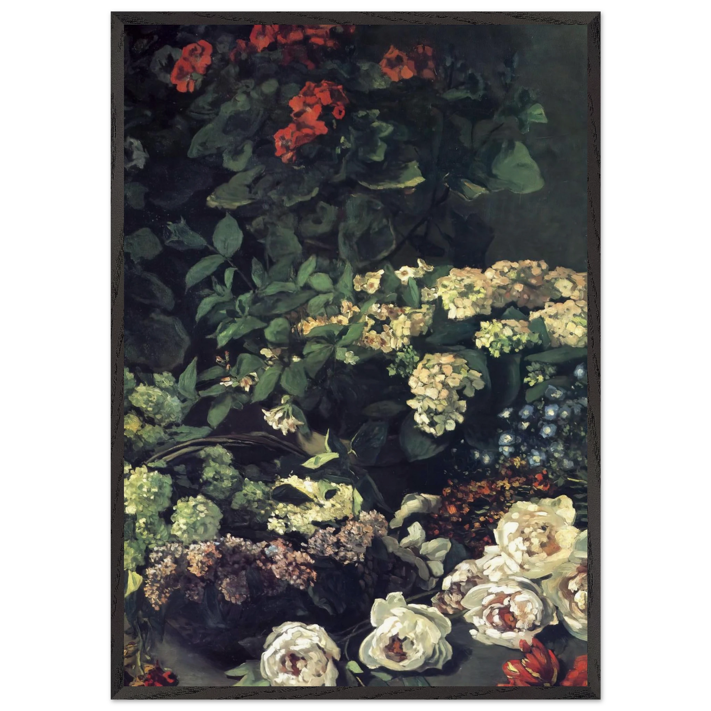 Spring Flowers N1 - claude monet 70x100 cm / 28x40 inches Framed Art Print – Black Wooden Frame