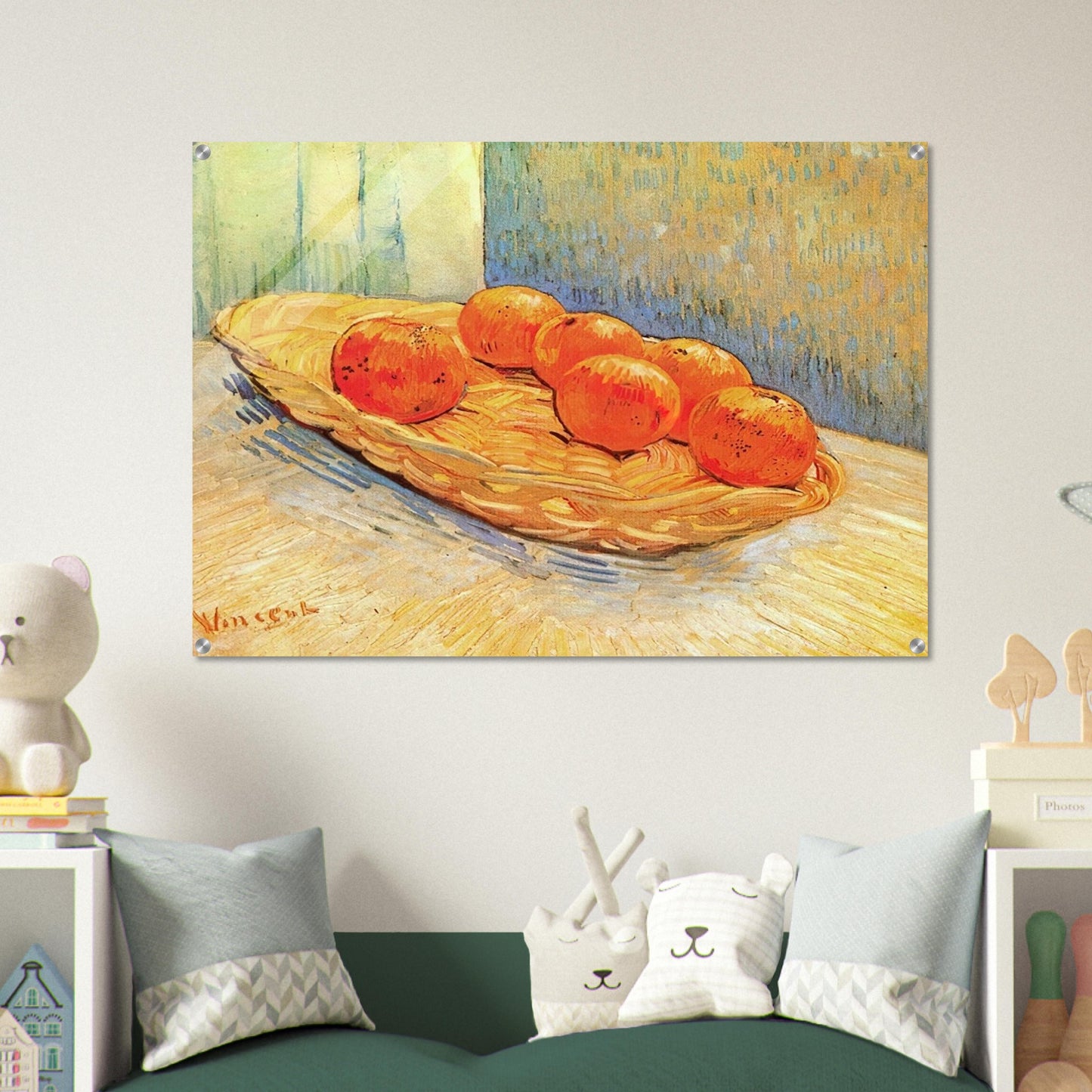 Still Life with Basket and Six Oranges - Vincent van Gogh Acrylic Print - 70x100 cm / 28x40″ inches