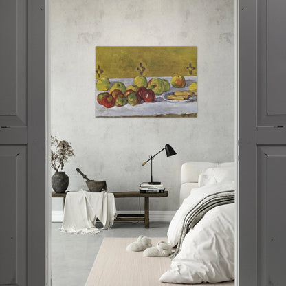 Still life with apples and biscuits - Paul Cézanne Brushed Aluminum Print - 70x100 cm / 28x40 inches | Paul Cézanne Aluminum Print | Paul Cézanne Prints