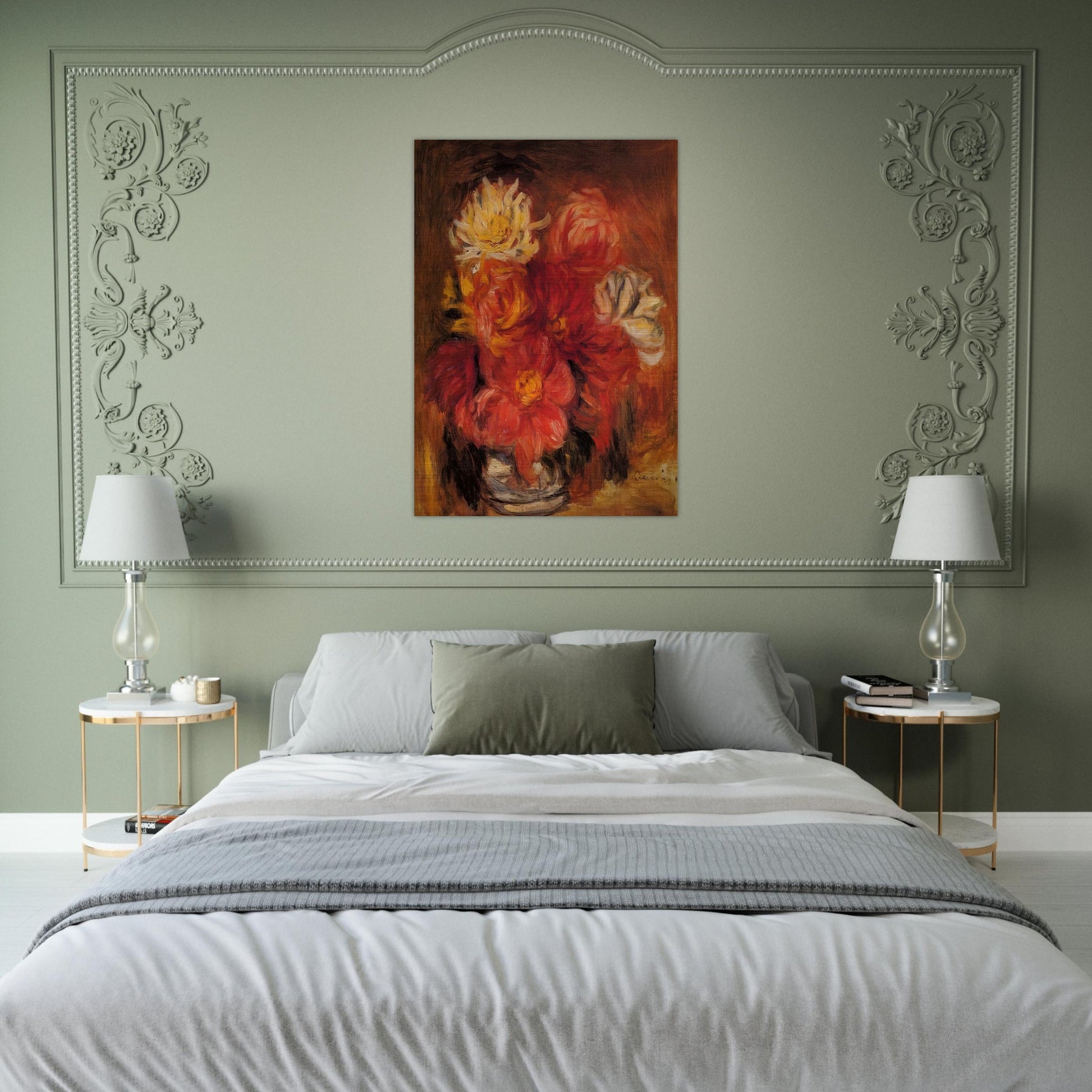 Dahlias - Pierre-Auguste Renoir Brushed Aluminum Print - 70x100 cm / 28x40 inches | Pierre-Auguste Renoir Aluminum Print | Pierre-Auguste Renoir Prints