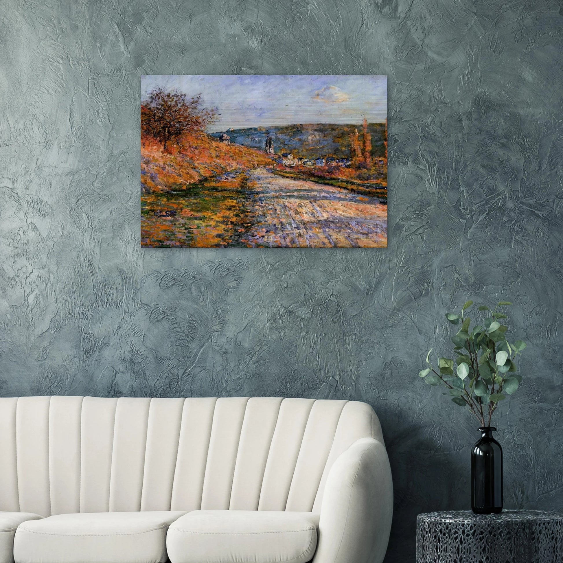 The Road to Vetheuil - claude monet Brushed Aluminum Print - 70x100 cm / 28x40 inches | claude monet Aluminum Print | claude monet Prints