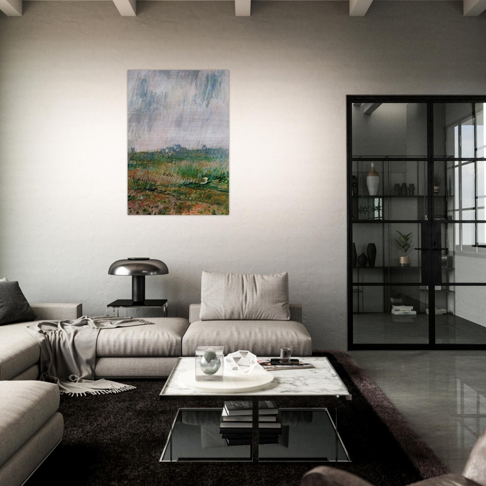 Rain in Belle-Ile - claude monet Brushed Aluminum Print - 70x100 cm / 28x40 inches | claude monet Aluminum Print | claude monet Prints