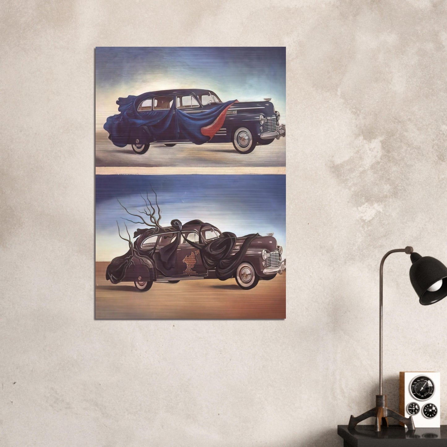 CAR CLOTHING CLOTHED AUTOMOBILE - Salvador Dali Brushed Aluminum Print - 70x100 cm / 28x40 inches | Salvador Dali Aluminum Print | Salvador Dali Prints