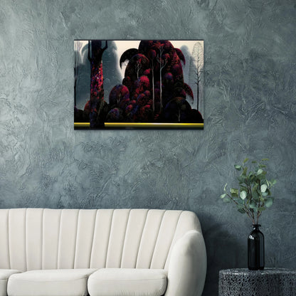Crimson Eucalyptus - Eyvind Earle Brushed Aluminum Print - 70x100 cm / 28x40 inches | Eyvind Earle Aluminum Print | Eyvind Earle Prints