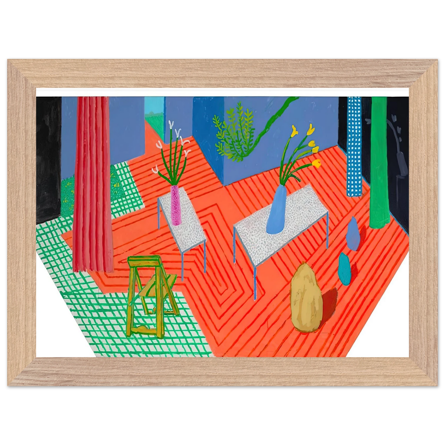 David Hockney - David Hockney Wall art - A1 (59.4 x 84.1  cm) - Premium Wooden Framed Poster With Fine Art Paper-canvas - White frame