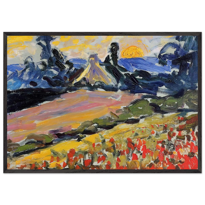 Landscape with Sunset - Henri-Edmond Cross 70x100 cm / 28x40 inches Framed Art Print – Black Wooden Frame