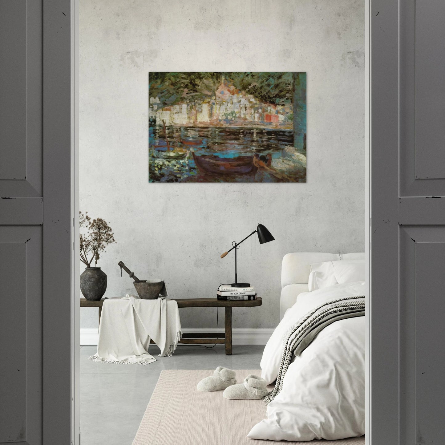 VIEW OF CADAQUES FROM PLAYA POAL - Salvador Dali Brushed Aluminum Print - 70x100 cm / 28x40 inches | Salvador Dali Aluminum Print | Salvador Dali Prints