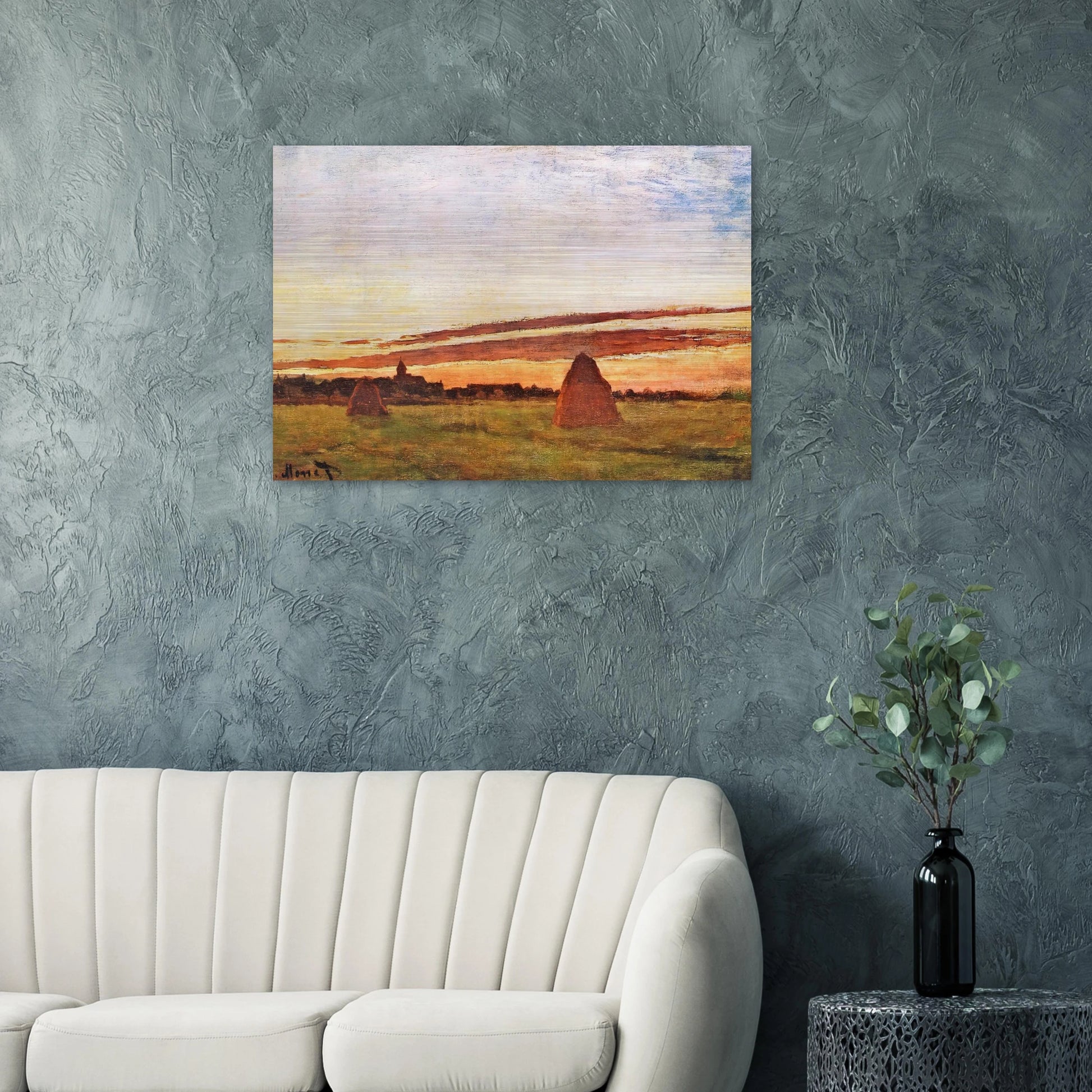 Haystacks at Chailly - claude monet Brushed Aluminum Print - 70x100 cm / 28x40 inches | claude monet Aluminum Print | claude monet Prints