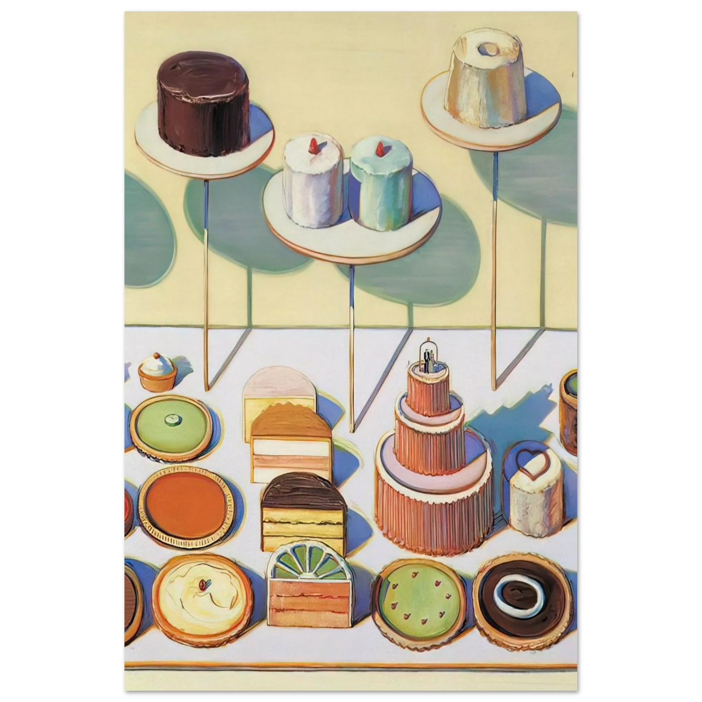 Cakes and Pies - 1995 - Wayne Thiebaud Art Prints - 100x150 cm / 40x60″ inches | Wayne Thiebaud Poster | Wayne Thiebaud Prints