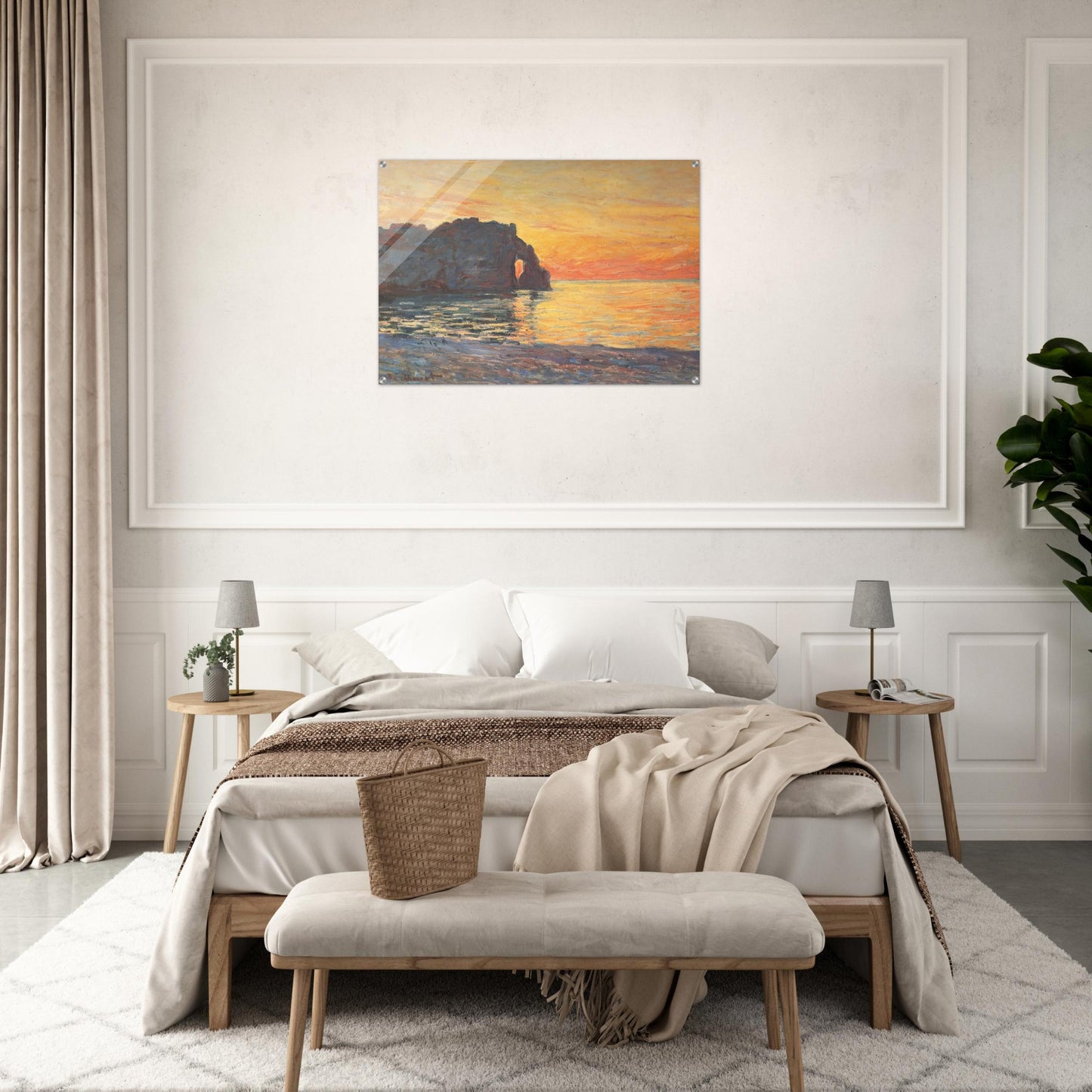 Etretat, Cliff of d`Aval, Sunset - claude monet Acrylic Print - 70x100 cm / 28x40″ inches | claude monet Wall Art | claude monet Prints