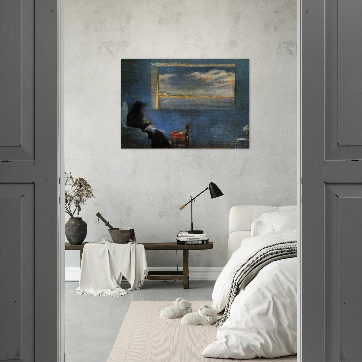 PORTRAIT OF GRANDMOTHER ANA SEWING - Salvador Dali Brushed Aluminum Print - 70x100 cm / 28x40 inches | Salvador Dali Aluminum Print | Salvador Dali Prints