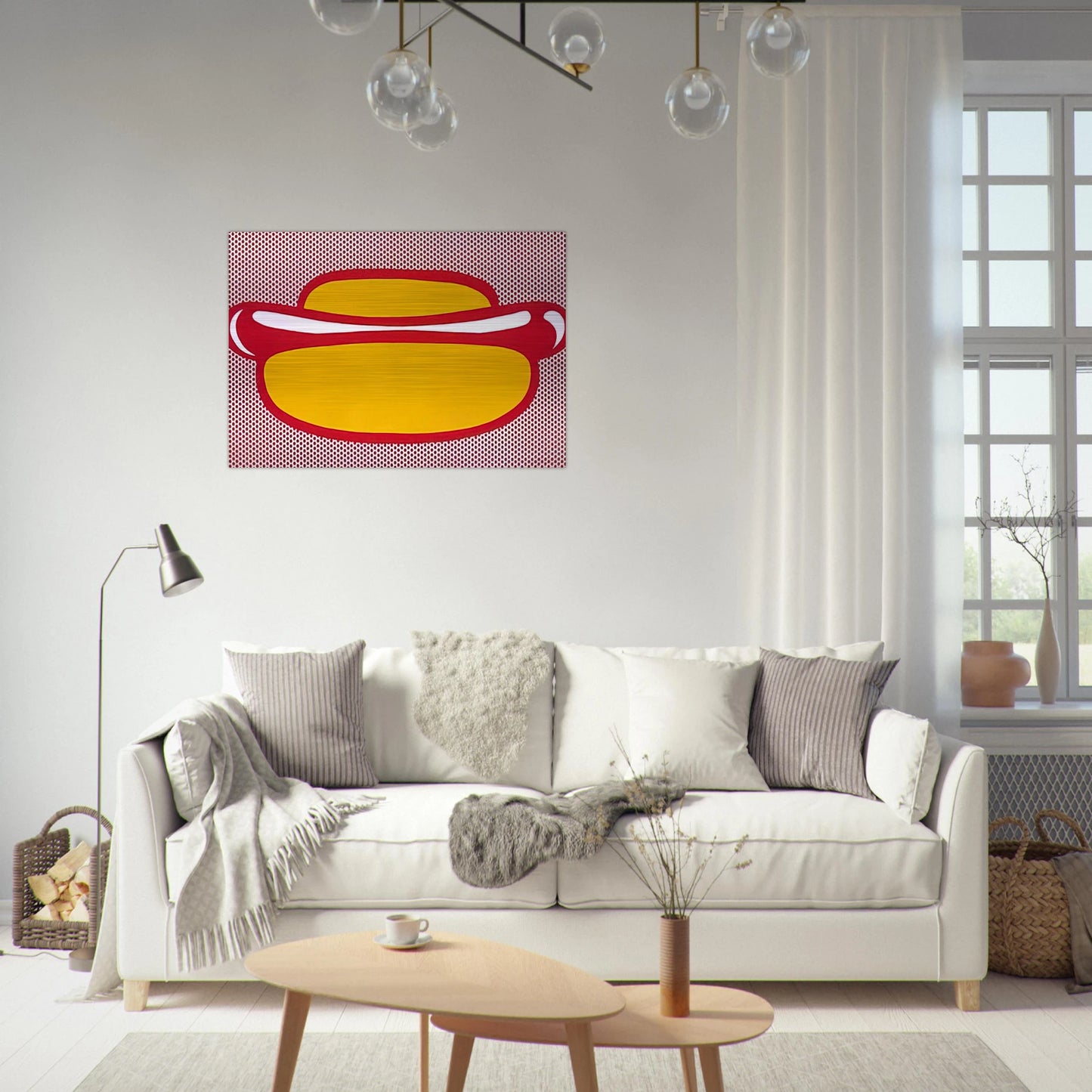 HOT DOG 1964 - Roy Lichtenstein Brushed Aluminum Print - 70x100 cm / 28x40 inches | Roy Lichtenstein Aluminum Print | Roy Lichtenstein Prints