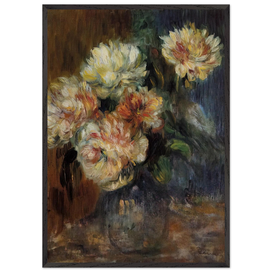 Vase of Peonies N2 - Pierre-Auguste Renoir 70x100 cm / 28x40 inches Framed Art Print – Black Wooden Frame