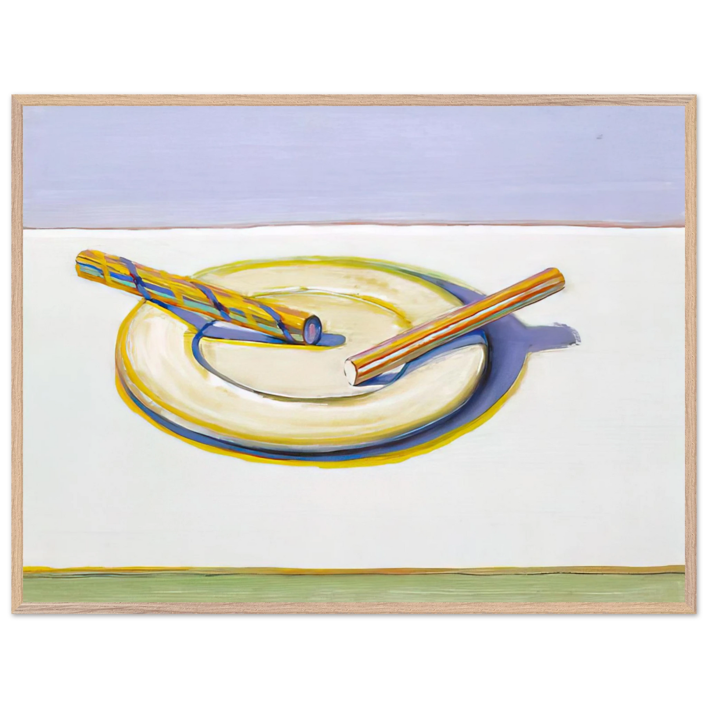 Wayne Thiebaud - Two Candy Sticks - 2004 Wall Art - 60x80 cm / 24x32 inches - Premium Wooden Framed Poster With Fine Art Paper - Black frame