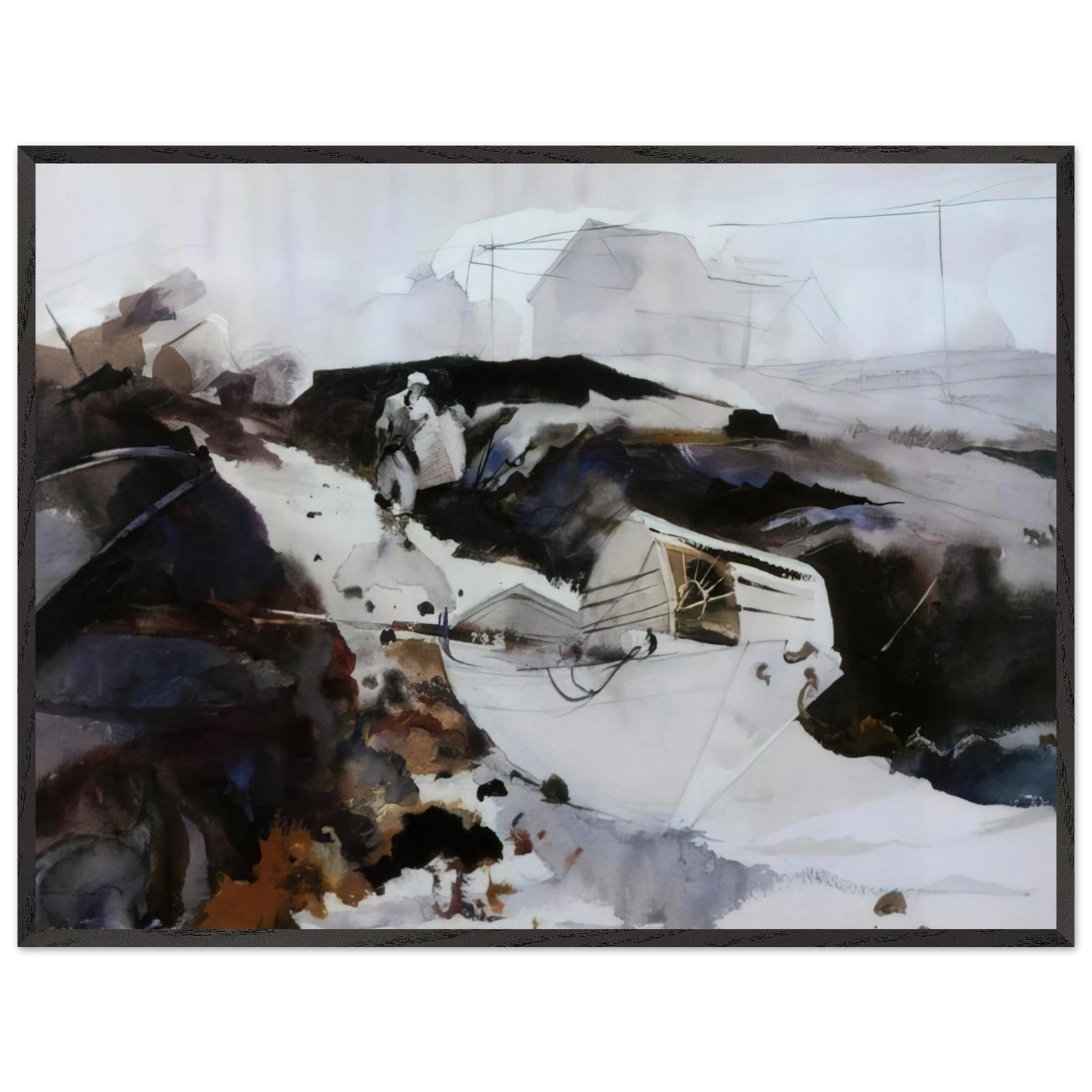 Andrew Wyeth - THE WHITE DORY 1941 Wall Art - 30x40 cm / 12x16 inches - Premium Wooden Framed Poster With Fine Art Paper-canvas - White frame