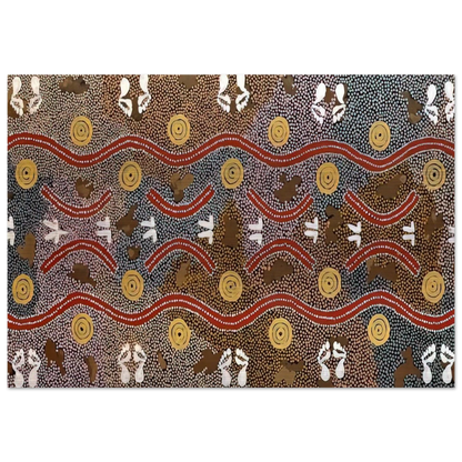 Possum Dreaming - Native Art - Clifford Possum Tjapaltjarri Brushed Aluminum Print - 70x100 cm / 28x40 inches | Clifford Possum Tjapaltjarri Aluminum Print | Clifford Possum Tjapaltjarri Prints