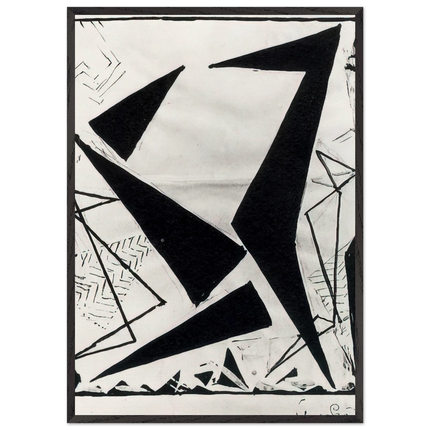 Study in black and white - Frantisek Kupka 70x100 cm / 28x40 inches Framed Art Print – Black Wooden Frame