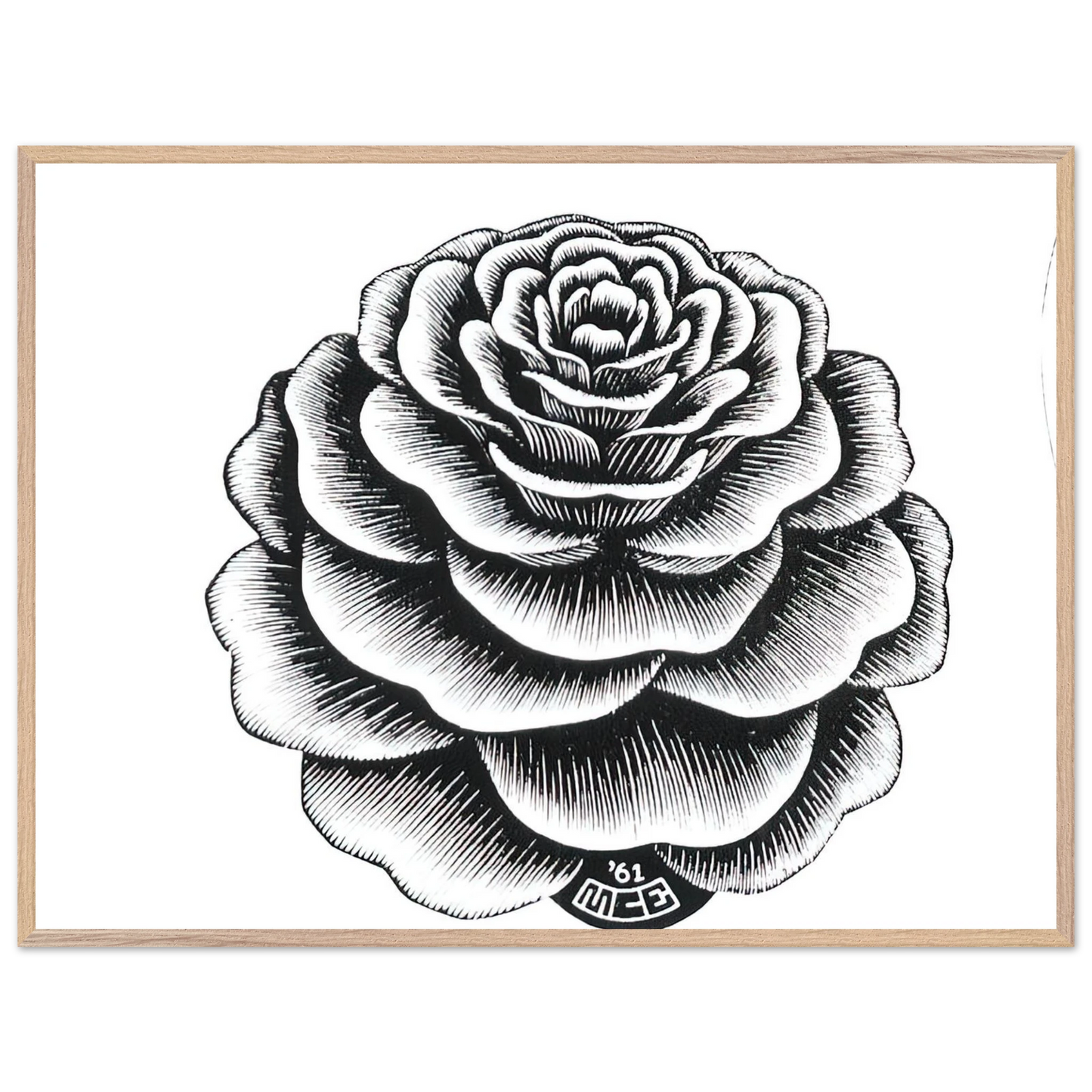 MC Escher - FLOWER 1 Wall Art - 60x80 cm / 24x32 inches - Premium Wooden Framed Poster With Fine Art Paper-canvas - White frame