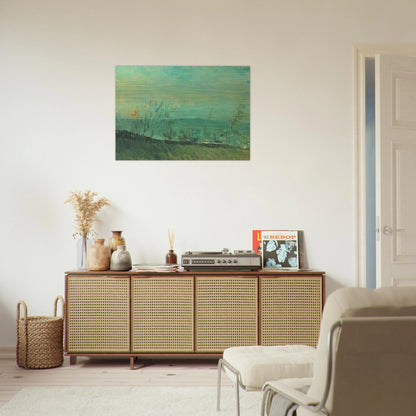 Factories Seen from a Hillside in Moonlight - Vincent van Gogh Brushed Aluminum Print - 70x100 cm / 28x40 inches | Vincent van Gogh Aluminum Print | Vincent van Gogh Prints
