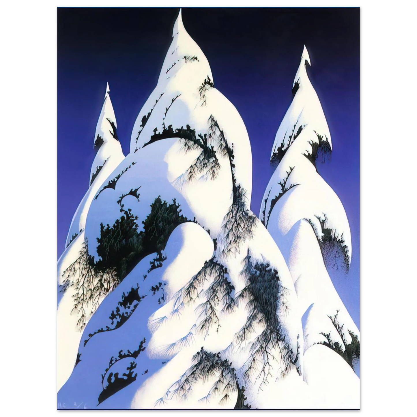 Eyvind Earle - Snow Trees  75x100 cm / 30x40inches Fine Art Poster