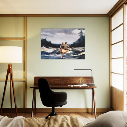 CANOE IN THE RAPIDS - Winslow Homer Brushed Aluminum Print - 70x100 cm / 28x40 inches | Winslow Homer Aluminum Print | Winslow Homer Prints