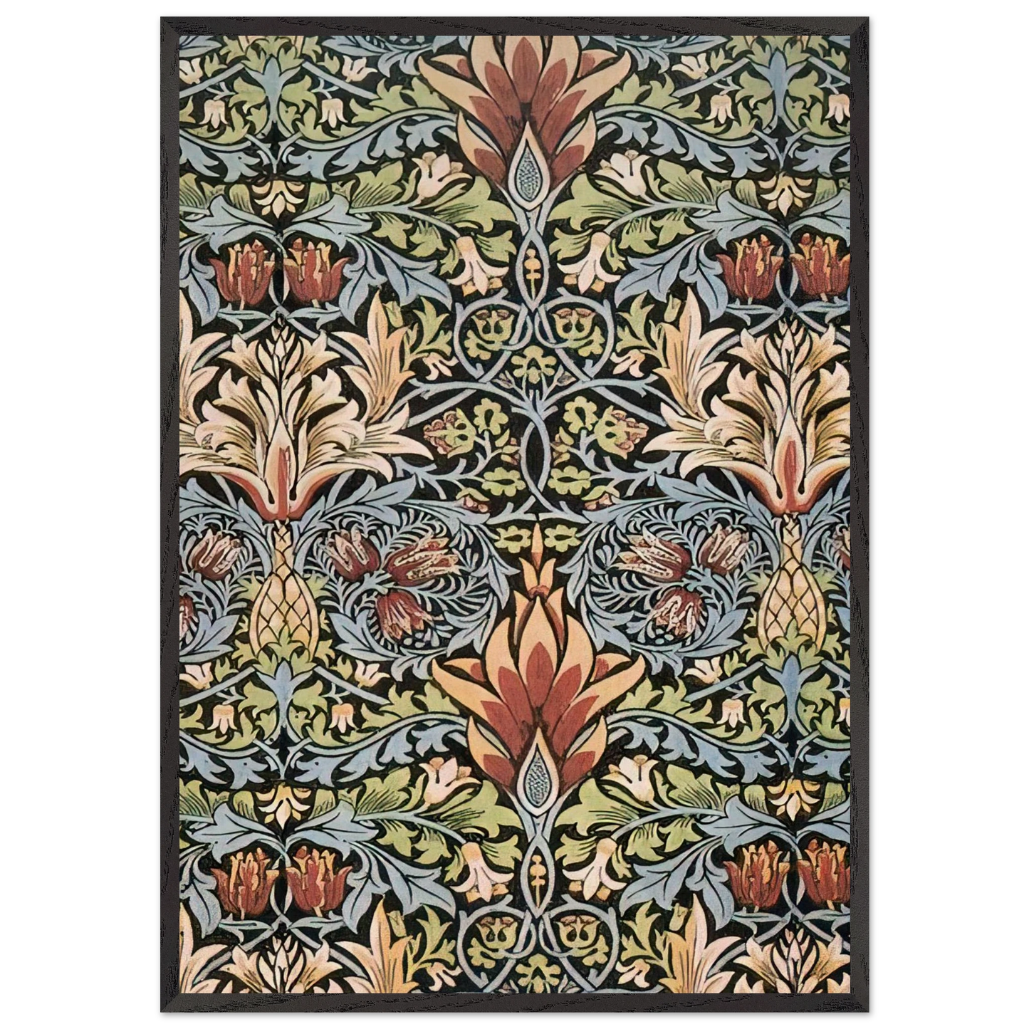 SNAKESHEAD PRINTED TEXTILE 1876 - William Morris 70x100 cm / 28x40 inches Framed Art Print – Black Wooden Frame