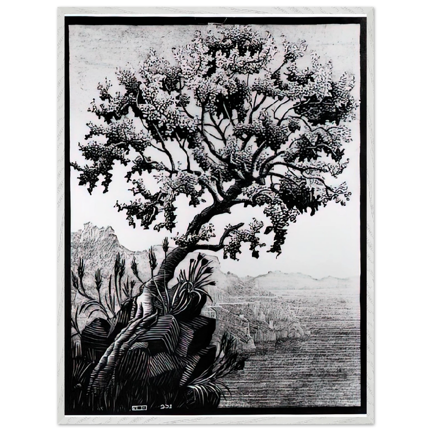MC Escher - ESCHER (14) Wall Art - 21x29.7 cm / 8x12" - Premium Wooden Framed Poster With Fine Art Paper-canvas - White frame
