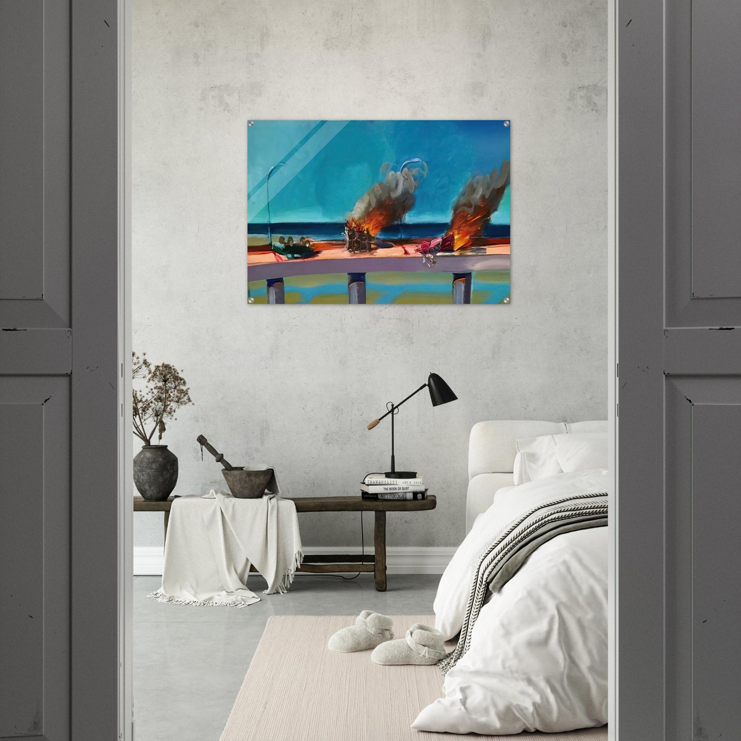 Longo Crash - 1982 - Carlos Almaraz Acrylic Print - 70x100 cm / 28x40″ inches | Carlos Almaraz Wall Art | Carlos Almaraz Prints
