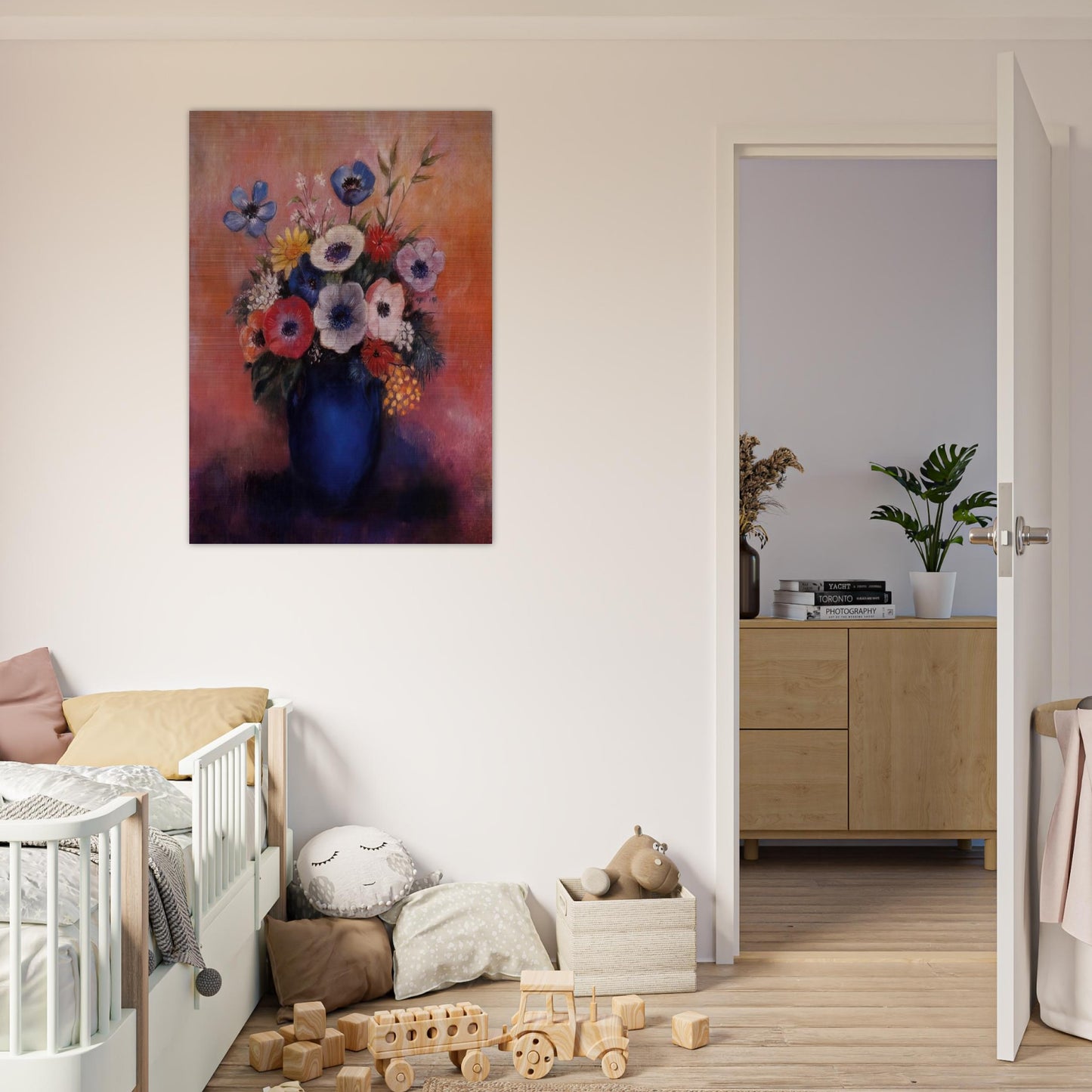 BOUQUET OF FLOWERS IN A BLUE VASE 1 - Odilon Redon Brushed Aluminum Print - 70x100 cm / 28x40 inches | Odilon Redon Aluminum Print | Odilon Redon Prints