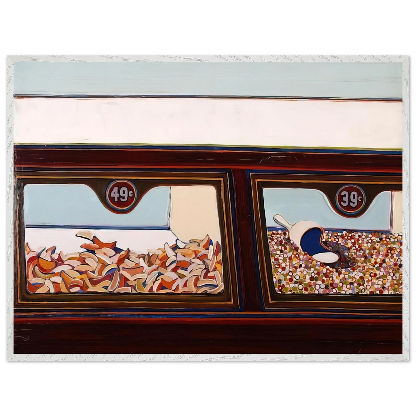Wayne Thiebaud - Candy Counter - 1963 Wall Art - 21x29.7 cm / 8x12" - Premium Wooden Framed Poster With Fine Art Paper-canvas - Black frame
