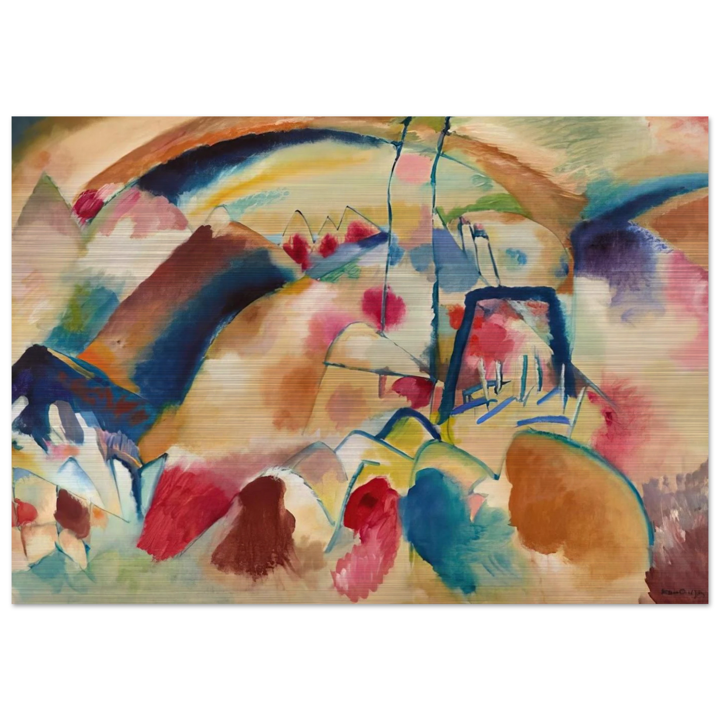LANDSCAPE WITH CHURCH 1913 - Wassily Kandinsky Brushed Aluminum Print - 70x100 cm / 28x40 inches | Wassily Kandinsky Aluminum Print | Wassily Kandinsky Prints